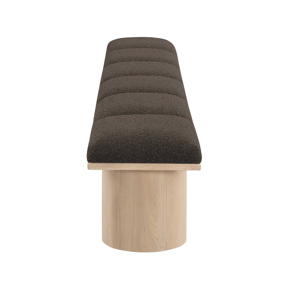 Alt View 2. Meridian Furniture - Pavilion Brown Boucle Fabric Bench - Brown.
