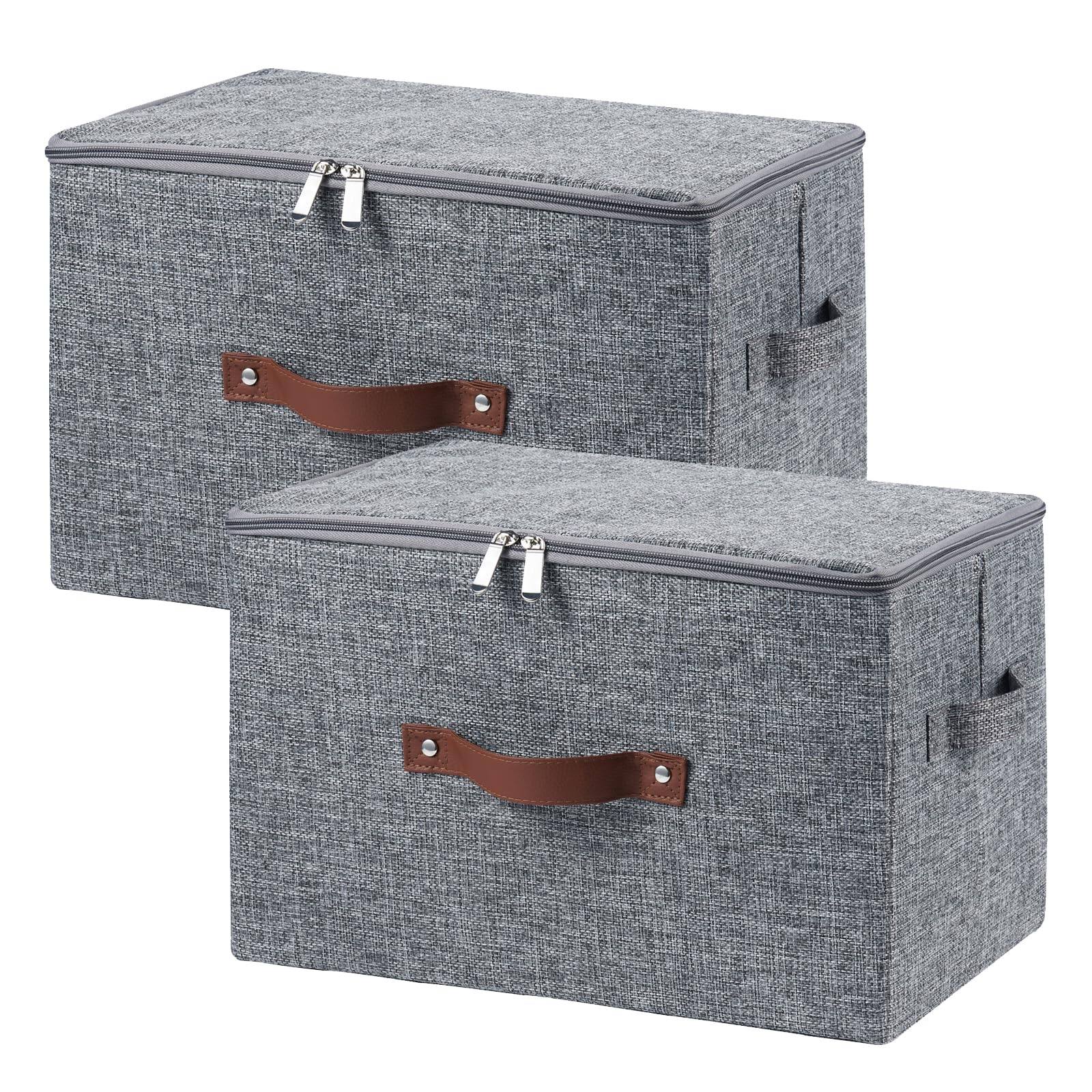 Storage Box Store.all Dazzling Pops - 2 Pack Storage Bins with Zipper Lid Cotton Linen Fabric ...