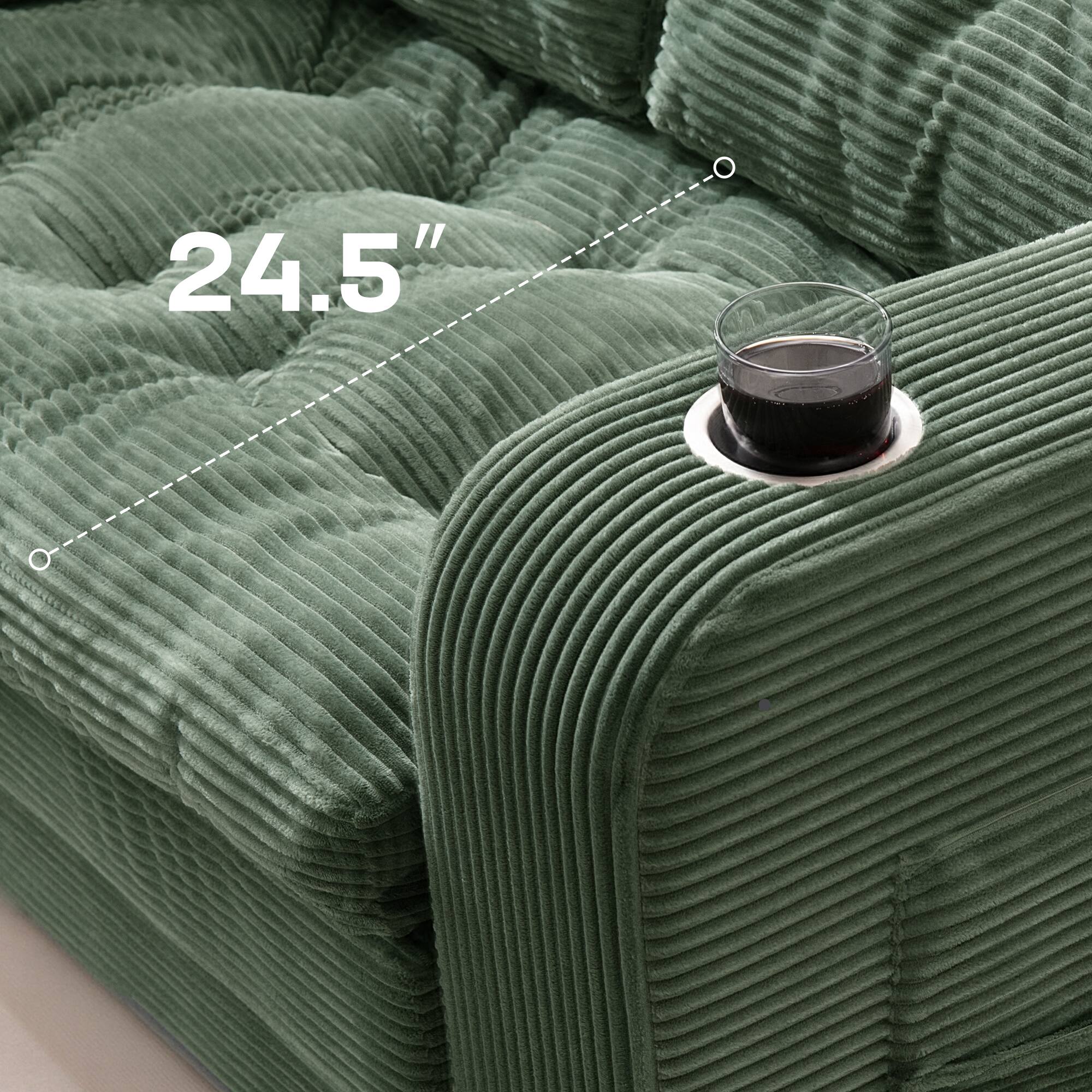 Left. KERDOM - 2 in 1 Small Convertible Loveseat Sofa Bed, Compact Folding Futon Sleeper with Cup Holder, Pull Out Couch for Guest Room - Green.
