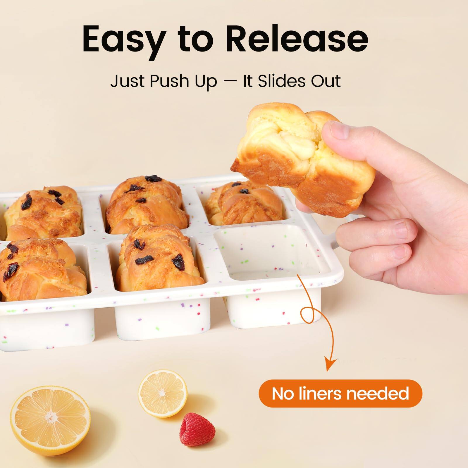Easy to Release  
Just Push Up — It Slides Out  
No liners needed