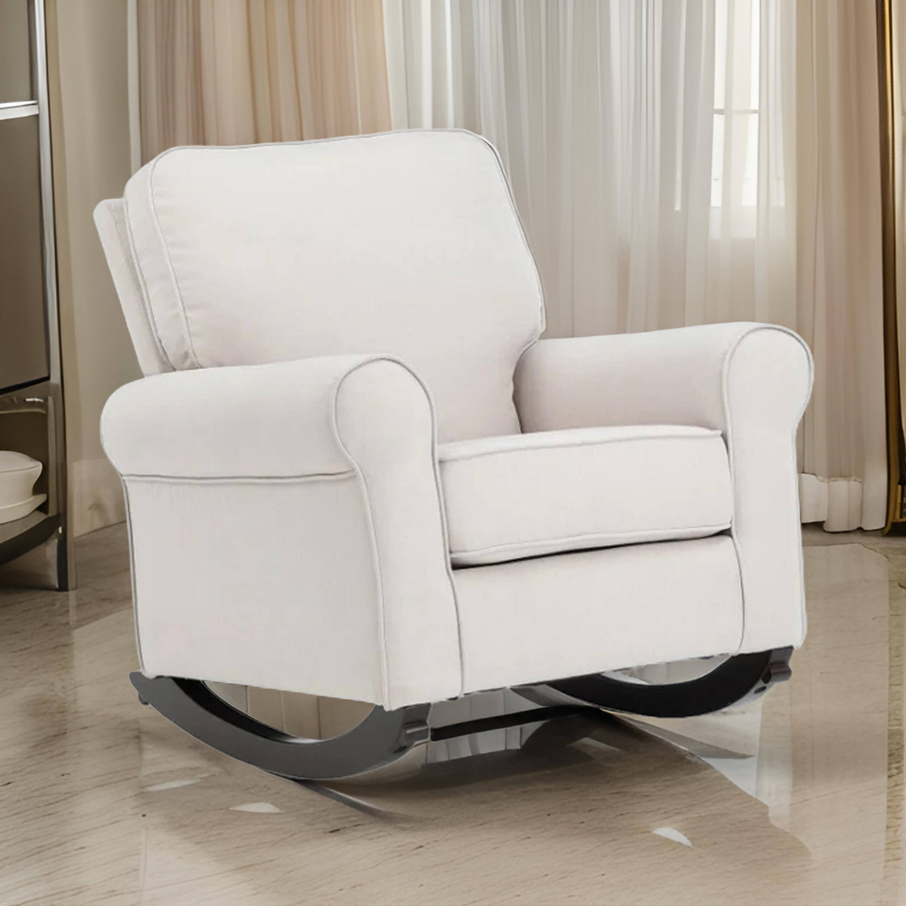 Alt View 5. Manhattan Lane - 37 Inch Rocking Chair, Pocket Coil Seat, Wood Frame, Soft Beige Upholstery - Beige, Black.