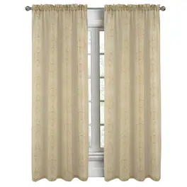 RT Designers Collection - Andrea Emb Metallic Doily Rod Pocket Room Darkening Curtain Panels for Bedroom 54" x 95" - Taupe