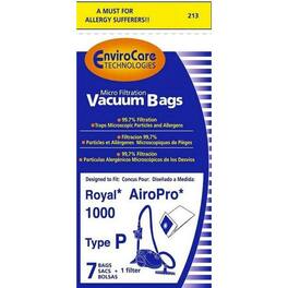 7 Pack EnviroCare Replacement Micro Filtration Vacuum Bags Designed to fit AiroPro Type P Canisters and 1 Filter