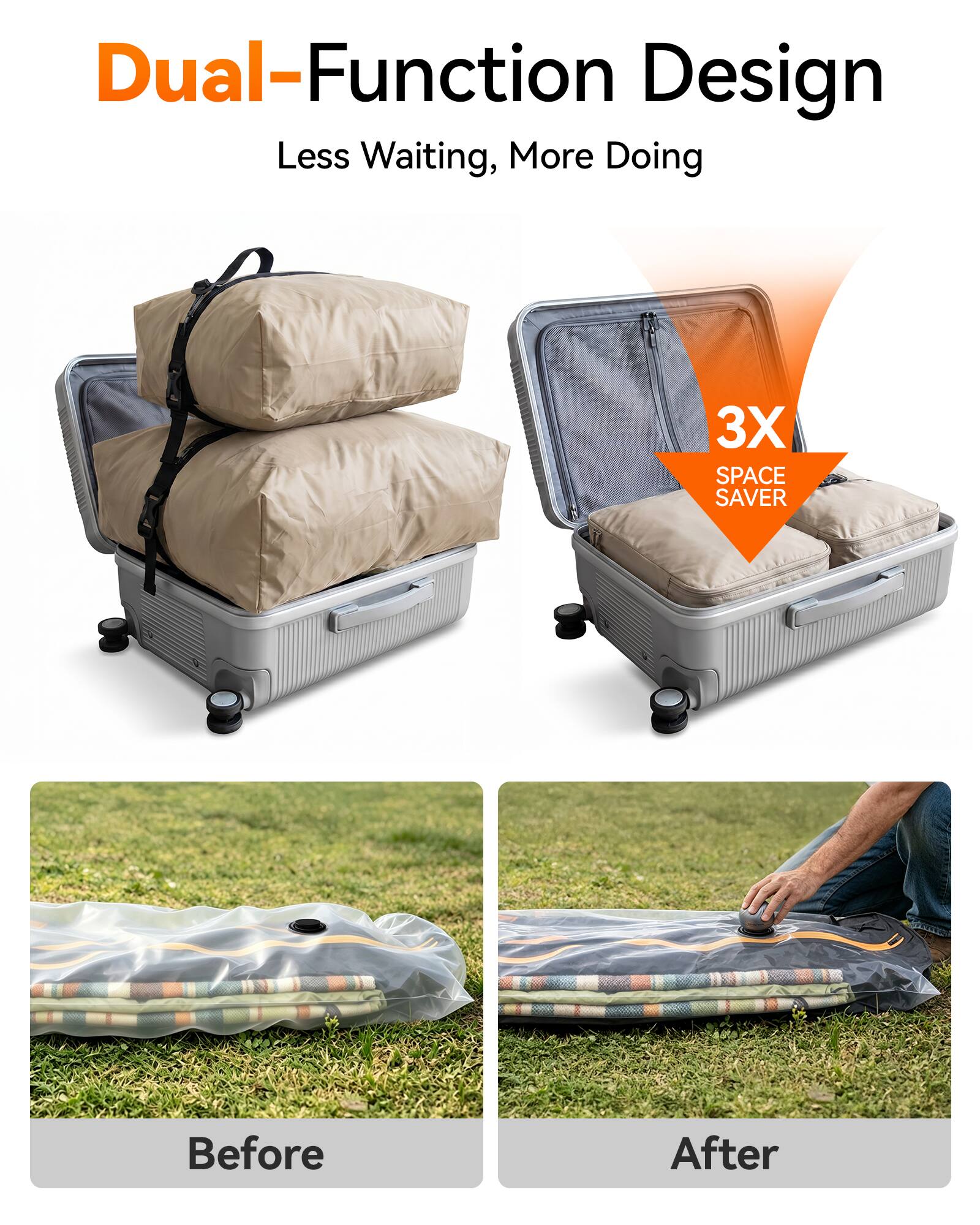 Dual-Function Design  
Less Waiting, More Doing  
3X SPACE SAVER  
Before  
After