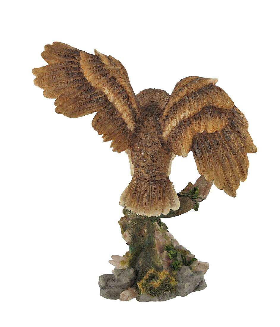 Alt View 2. Veronese Design - Owl Spreading Wings on Perch Statue - Off-white.