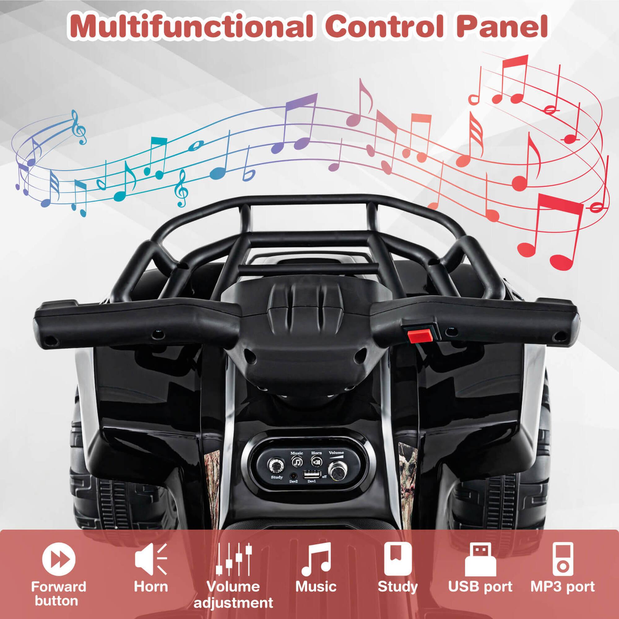 Multifunctional Control Panel

- Forward button
- Horn
- Volume adjustment
- Music
- Study
- USB port
- MP3 port