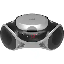 Supersonic - SC726BTSLV Portable AM/FM Radio CD Player Boombox with Bluetooth - Silver - Black