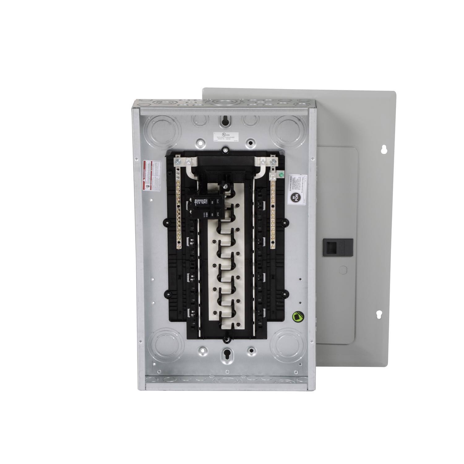 Left. Eaton - Eaton 100 amps 120/240 V 20 space 20 circuits Combination Mount Main Breaker Load Center.