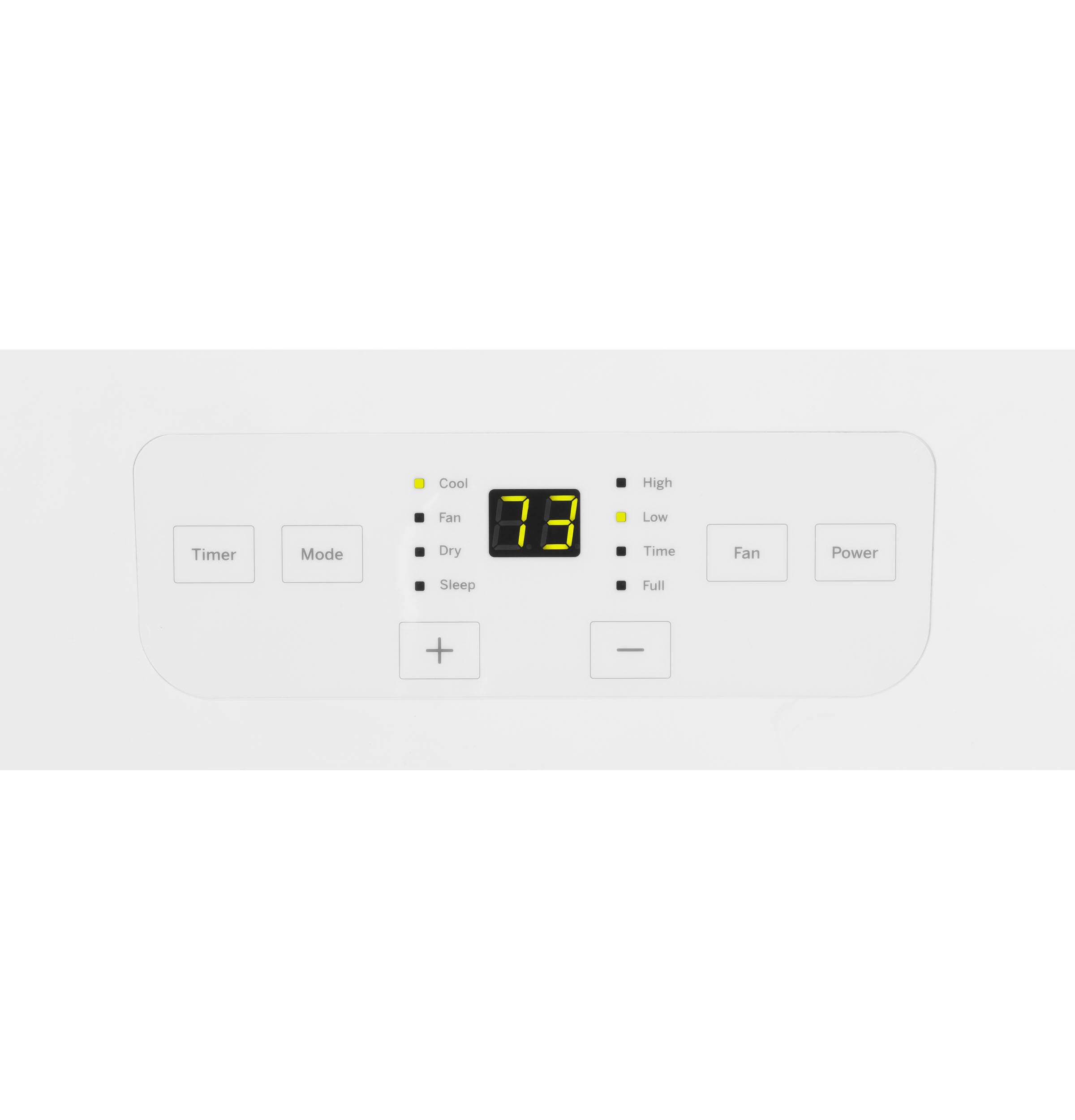 The image shows a white device with a digital display that reads "78" and has buttons for different modes, such as timer, cool fan, sleep, high, low, time, full fan, and power.