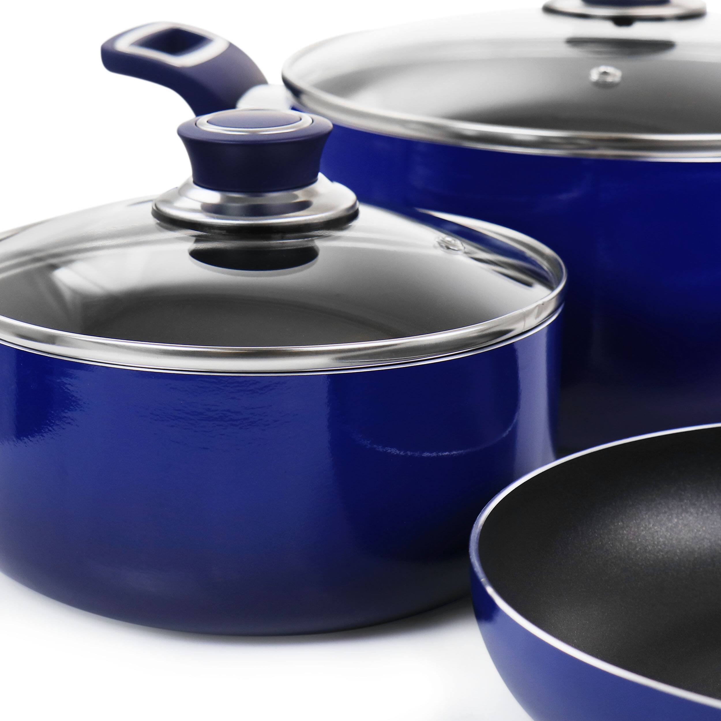 Alt View 8. Crock-Pot - Oster 7 Piece Non Stick Aluminum Cookware Set in Blue - Blue.