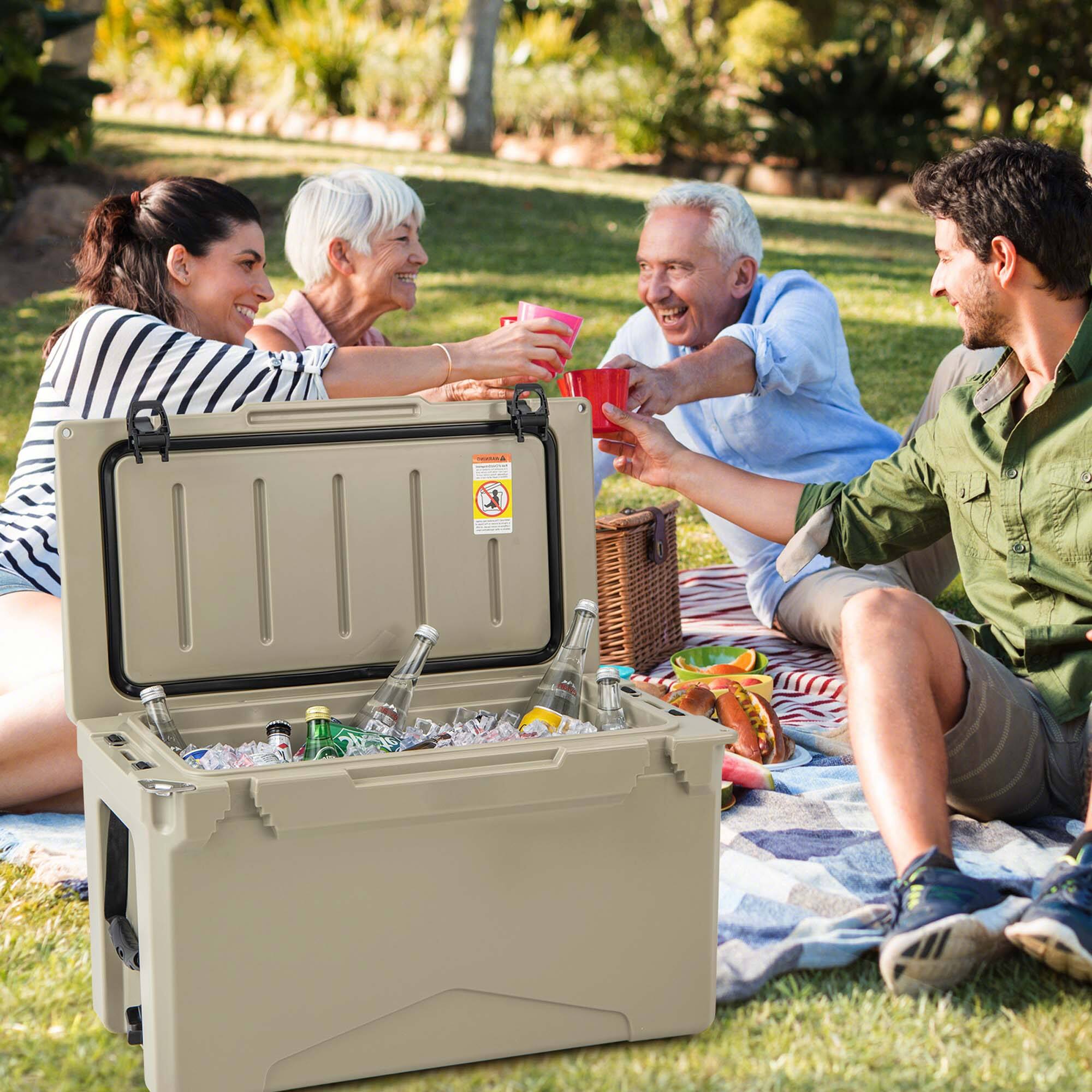 Alt View 1. Costway - Costway 50 QT Rotomolded Cooler Portable Ice Chest Ice Retention for 5-7 Days - Tan.