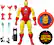 The image features a red and yellow action figure of Iron Man, a Marvel Super Heroes character. The figure is displayed with various accessories, including a gun and a shield. The figure is also accompanied by a red and yellow disc, which is likely part of the Secret Wars 40 celebration. The scene showcases the excitement and adventure of the Marvel universe.