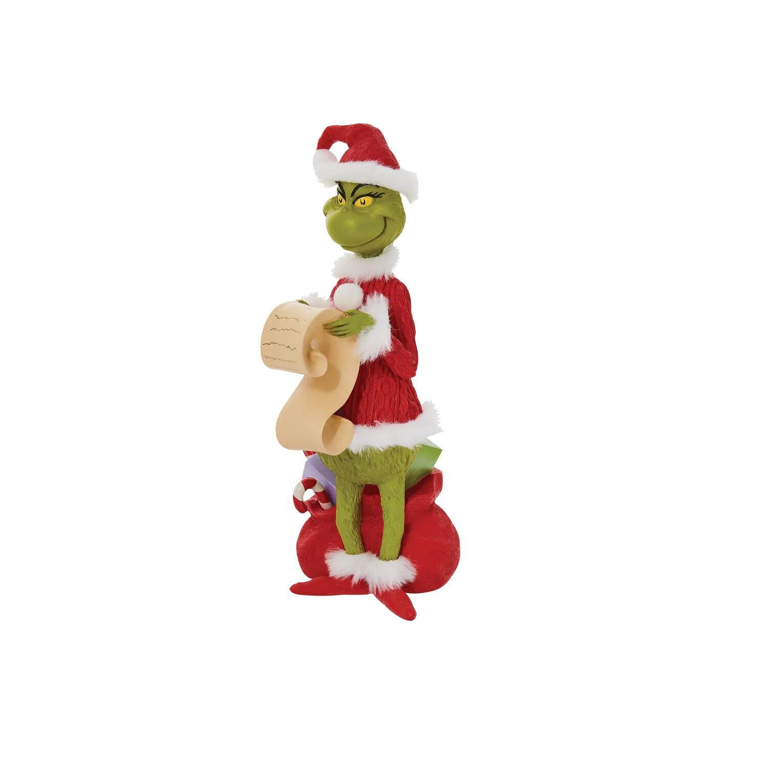 Alt View 1. Department 56 - Department 56 Dr Seuss Grinch Checking His List Christmas Figure #6010972 - Red.