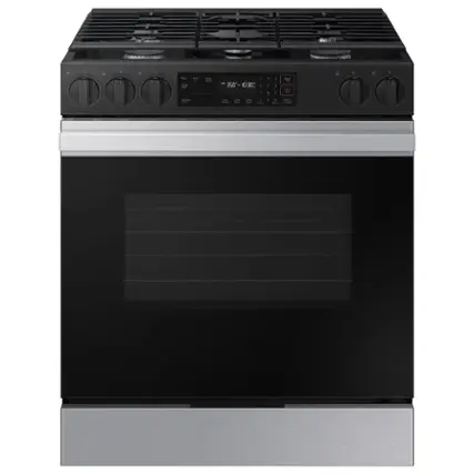 Samsung - OPEN BOX Bespoke 6.0 Cu. Ft. Slide-In Gas Range with Precision Knobs - Stainless Steel