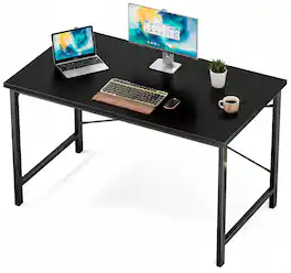 AOITUN - 31 Inch Computer Desk, Minimalist Writing Table with Metal X-Frame, Home Office Study Desk for Students - Black