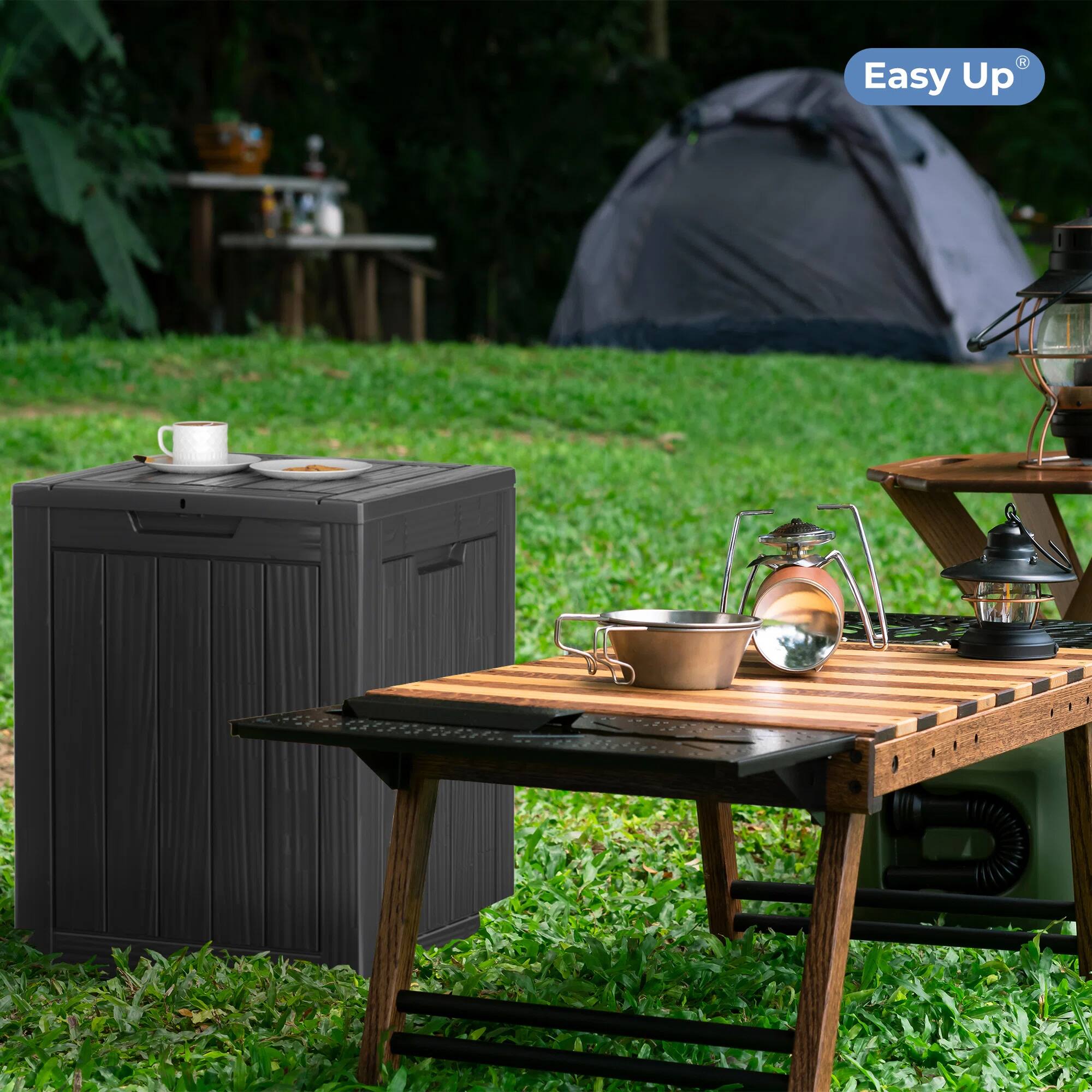 Alt View 2. Chic Crate - 18.11'' W 28 Gallons Water Resistant Resin Lockable Deck Box - Black.