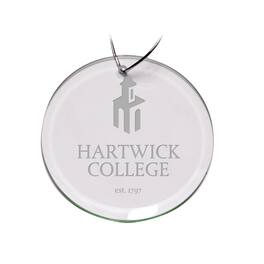 Jardine - Hartwick College Hawks Team Logo 3'' Round Glass Ornament - Multicolor