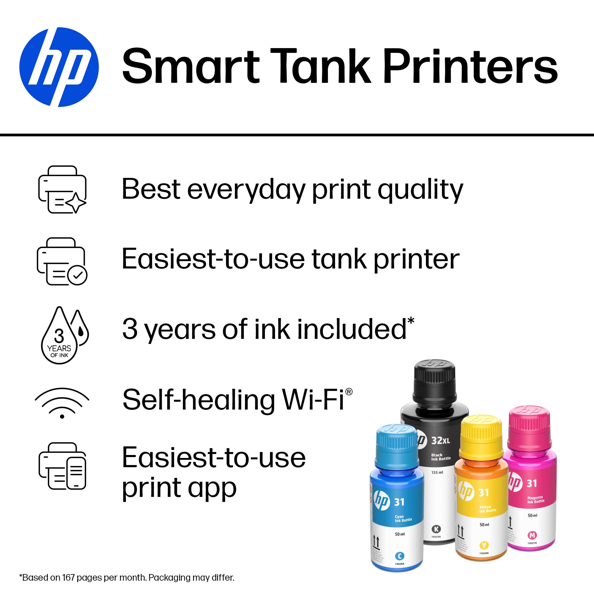 hp Smart Tank Printers

- Best everyday print quality
- Easiest-to-use tank printer
- 3 years of ink included*
- Self-healing Wi-Fi
- Easiest-to-use print app

*Based on 167 pages per month. Packaging may differ.