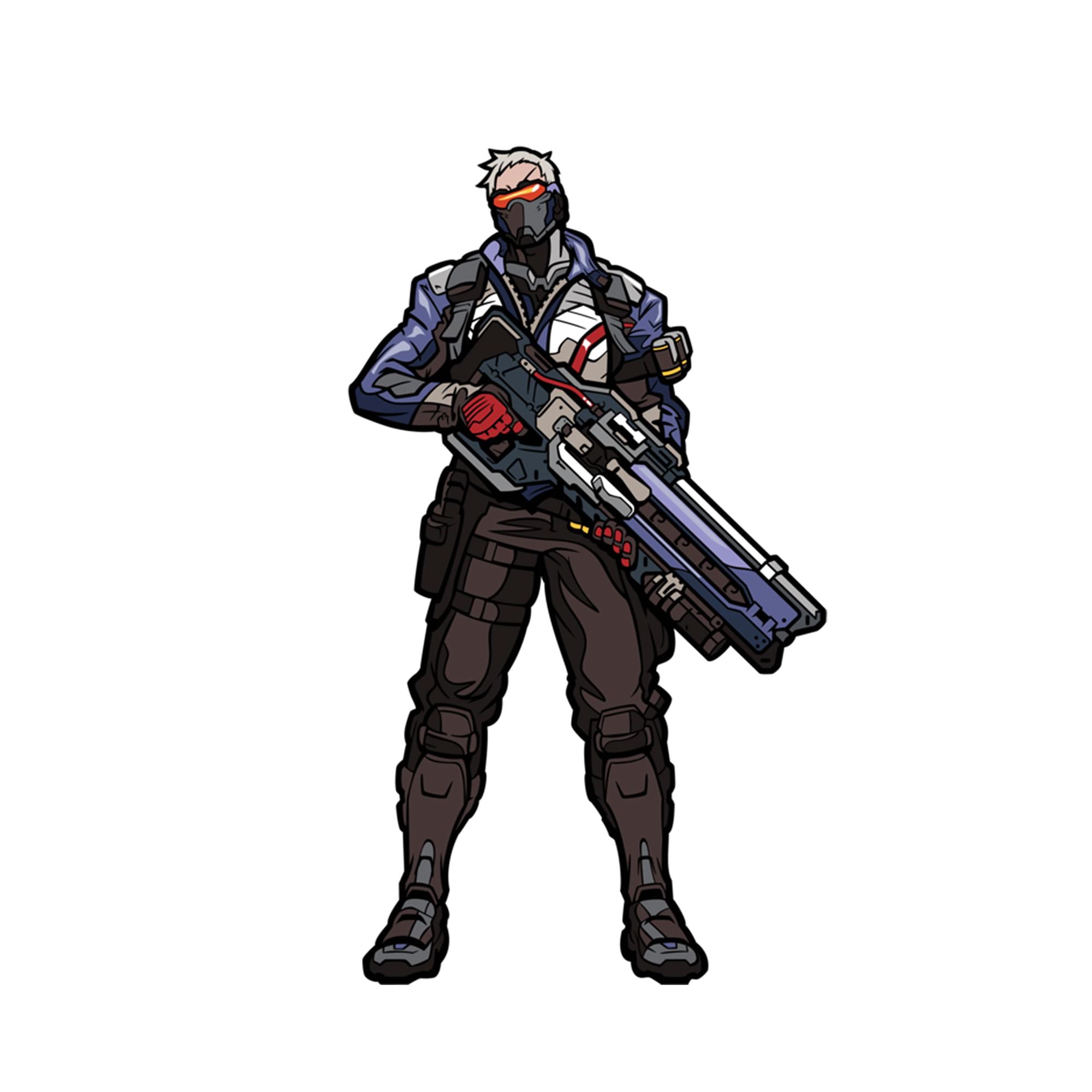 Alt View 10. CMD Collectibles - Overwatch 3-Inch Collectible Enamel FiGPiN Wave 1 - Soldier 76 - Multicolored.