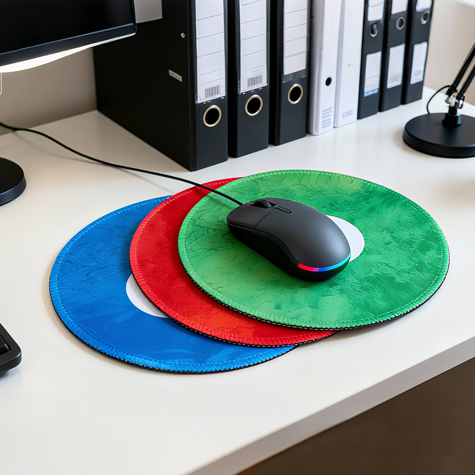 Alt View 3. Unique Bargains - Donut Round Mouse Pad 7.9" Donut Printed Non-Slip Rubber Desk Mat for Office Home Laptop Computer Desk Accessories - Red.
