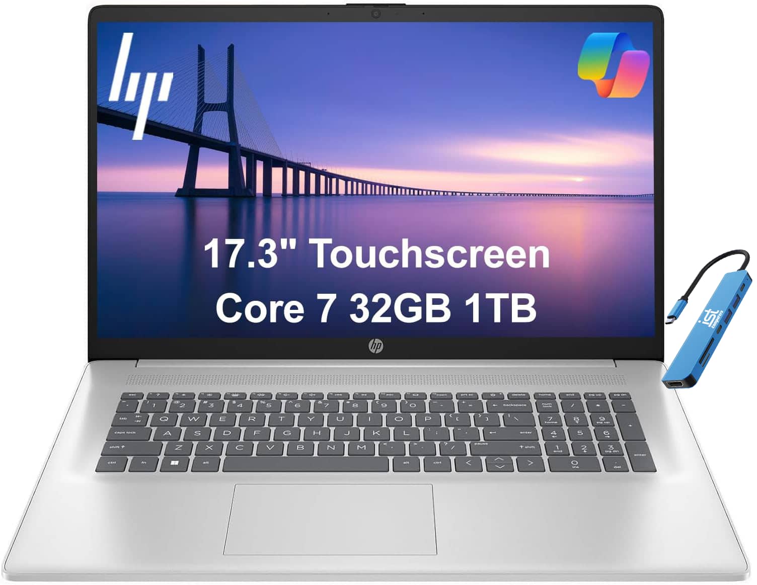 HP - 17 17.3 HD+ Touch Screen Laptop - Intel Core 7 with 32GB Memory - 1TB SSD - Windows 11 Pro - Silver