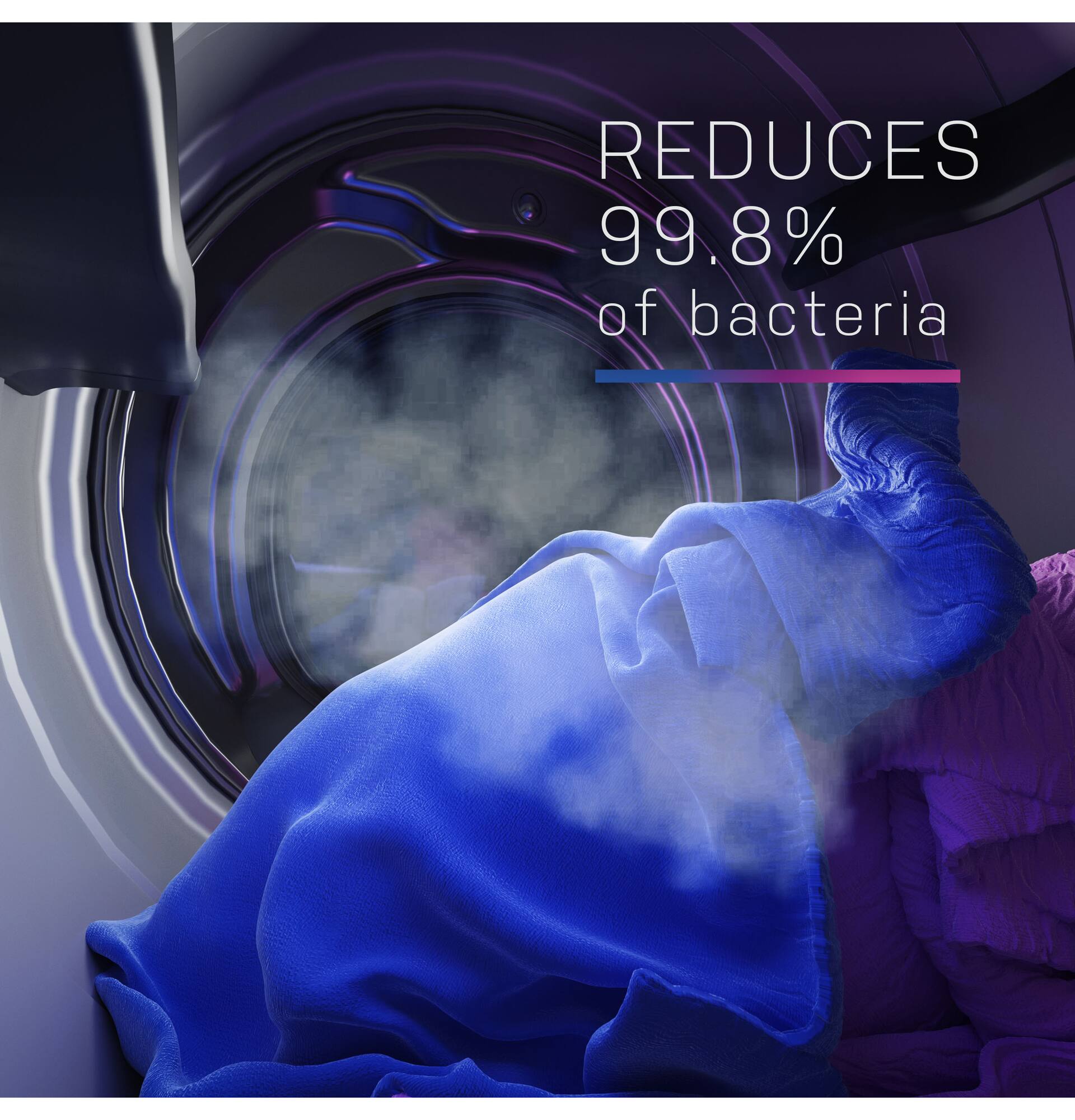 Zoom in on REDUCES 99.8% OF BACTERIA