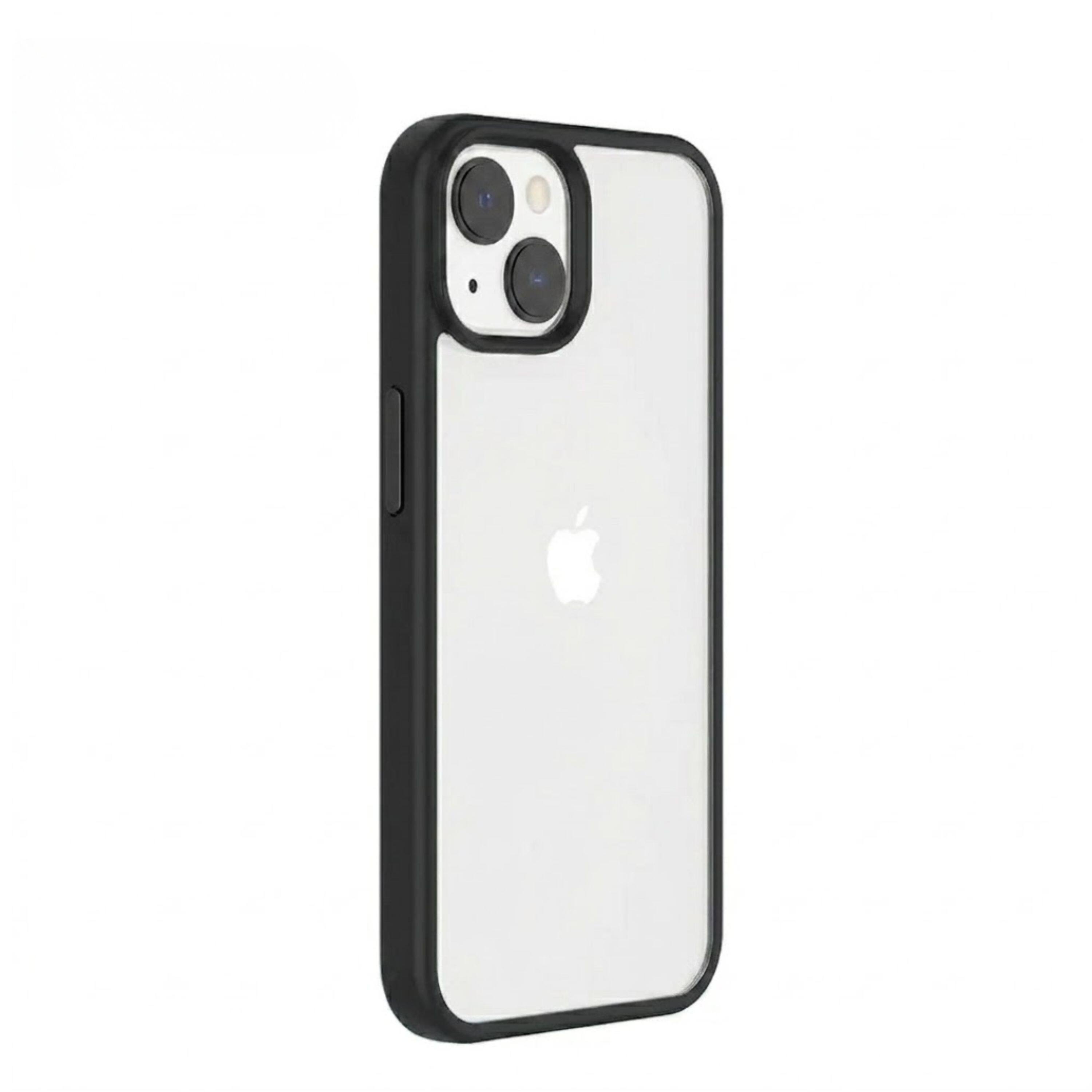 Angle. Kitcheniva - Dual Layer Phone Case With Hard PC Shell And Soft TPU Shock Absorbing Frame iPhone 13 Black - Black.