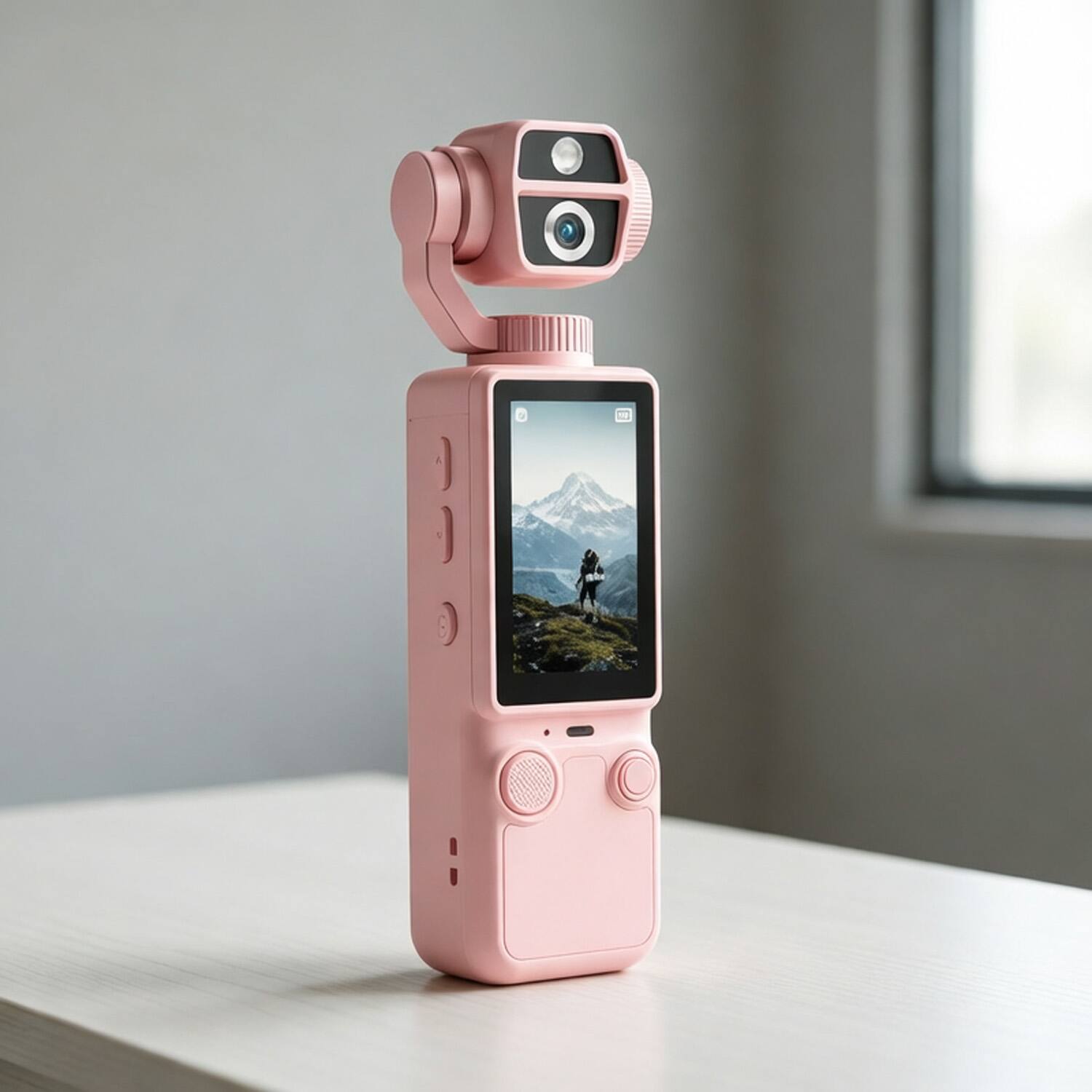Angle. Umeiluce - 4K Ultra HD Pocket Vlogging Camera Action Gift Camera with 2.0" IPS Screen, Built-in Stereo Mic - Pink.