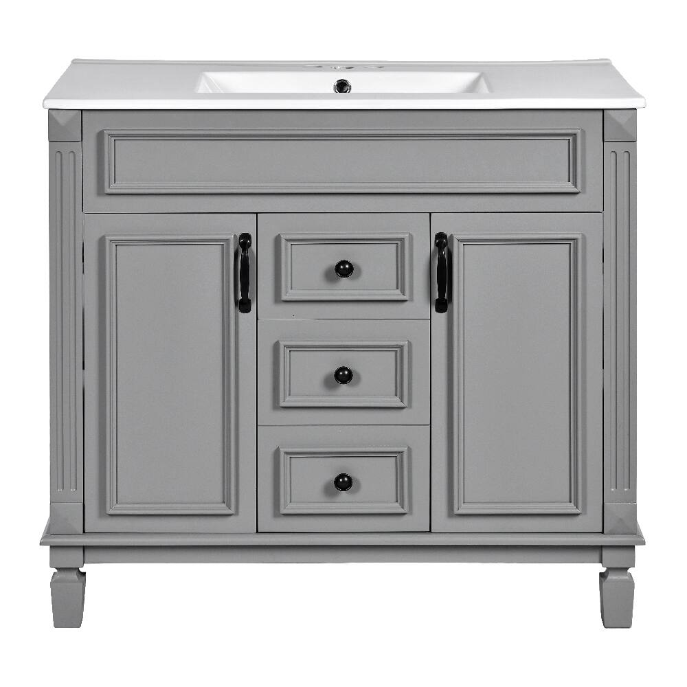 Alt View 3. Loheer - Loheer 36 inch Bathroom Vanity with Sink Modern Grey Single Sink Cabinet - Grey.