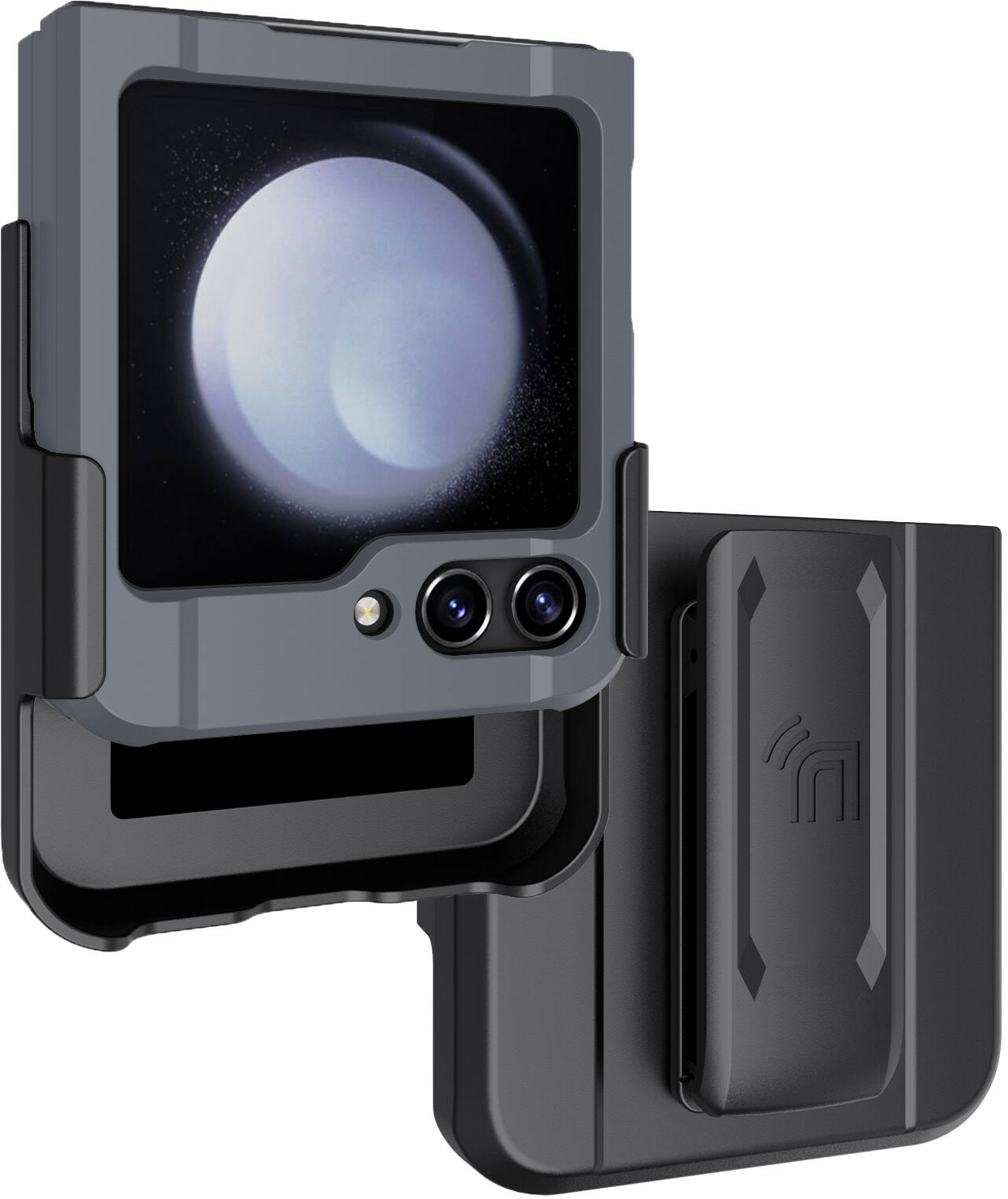 Alt View 2. Nakedcellphone - Combo for Samsung Galaxy Z Flip 5 - Special Ops Case and Belt Clip Holster - Gray.