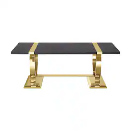 Boyel Living - Contemporary Coffee Table with O-Shaped Metal Base - Black