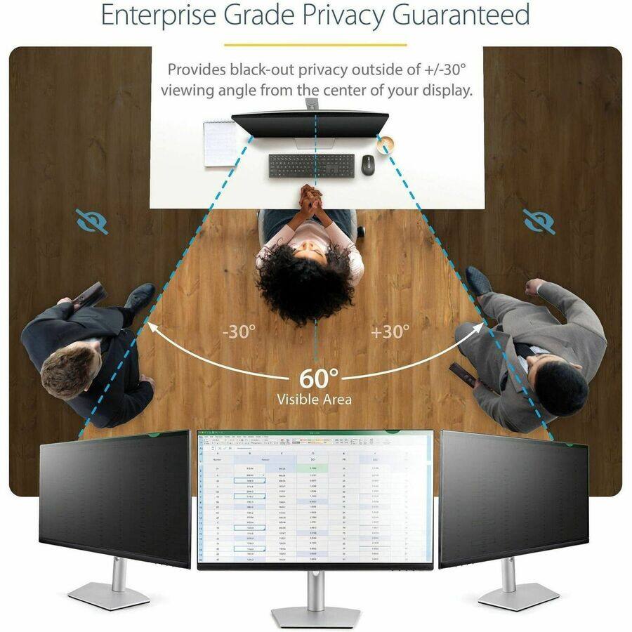 Enterprise Grade Privacy Guaranteed

Provides black-out privacy outside of +/-30° viewing angle from the center of your display.

-30°
+30°
60° Visible Area
