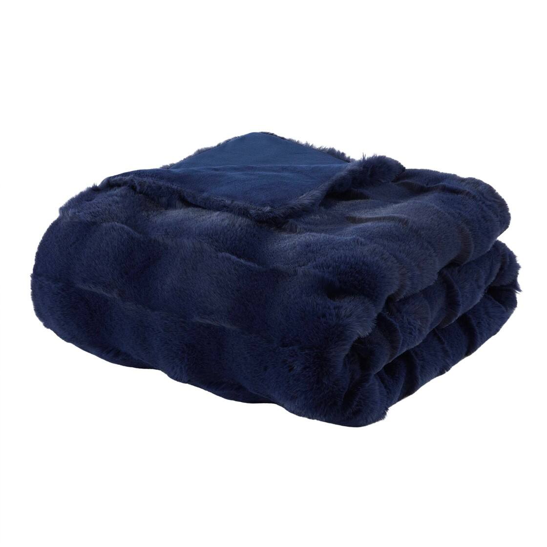 Front. Gracie Mills - Tullio Faux Fur Throw - Navy.