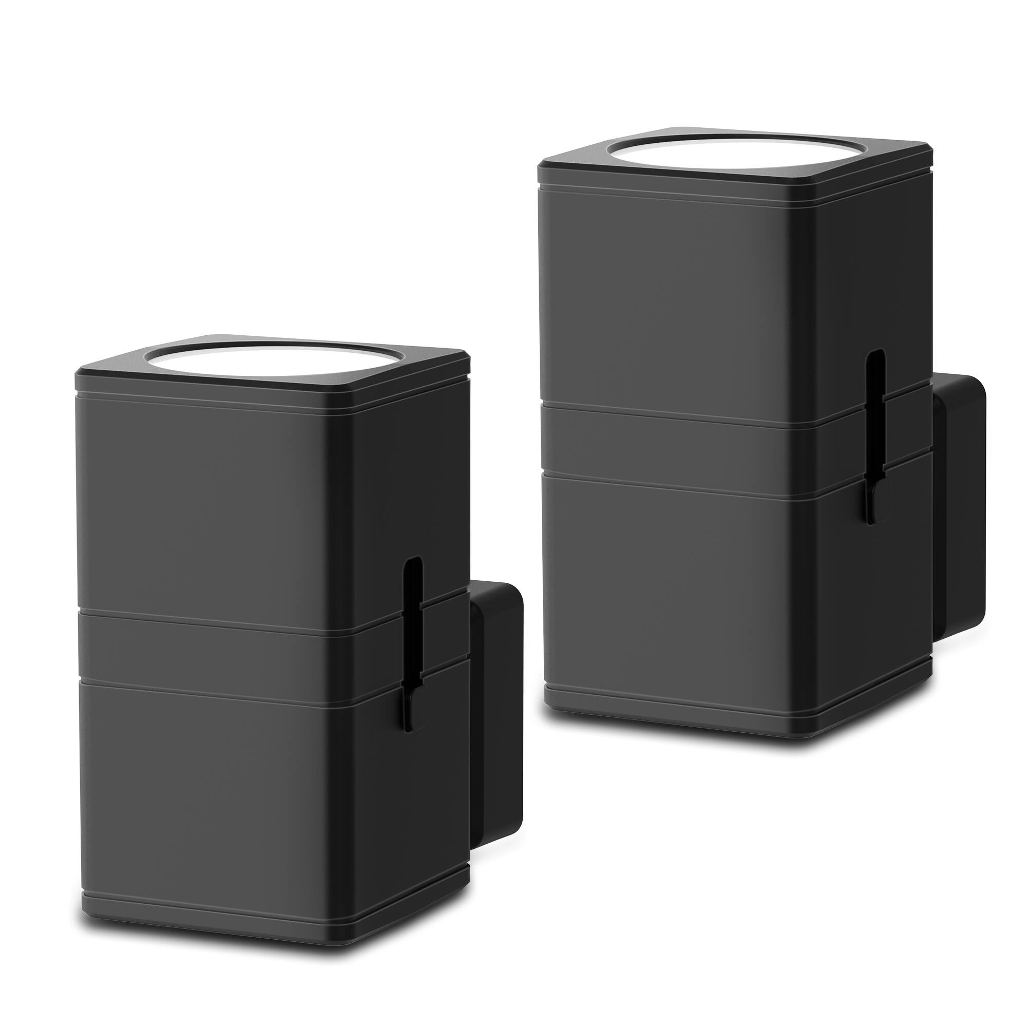 Front. Jandcase - JANDCASE 2-Pack 1W  Plug-in Night Light, 3000K Warm Glow, Square Cylinder Wall Sconce with Up/Down Light, Slide Dimmer - Black.