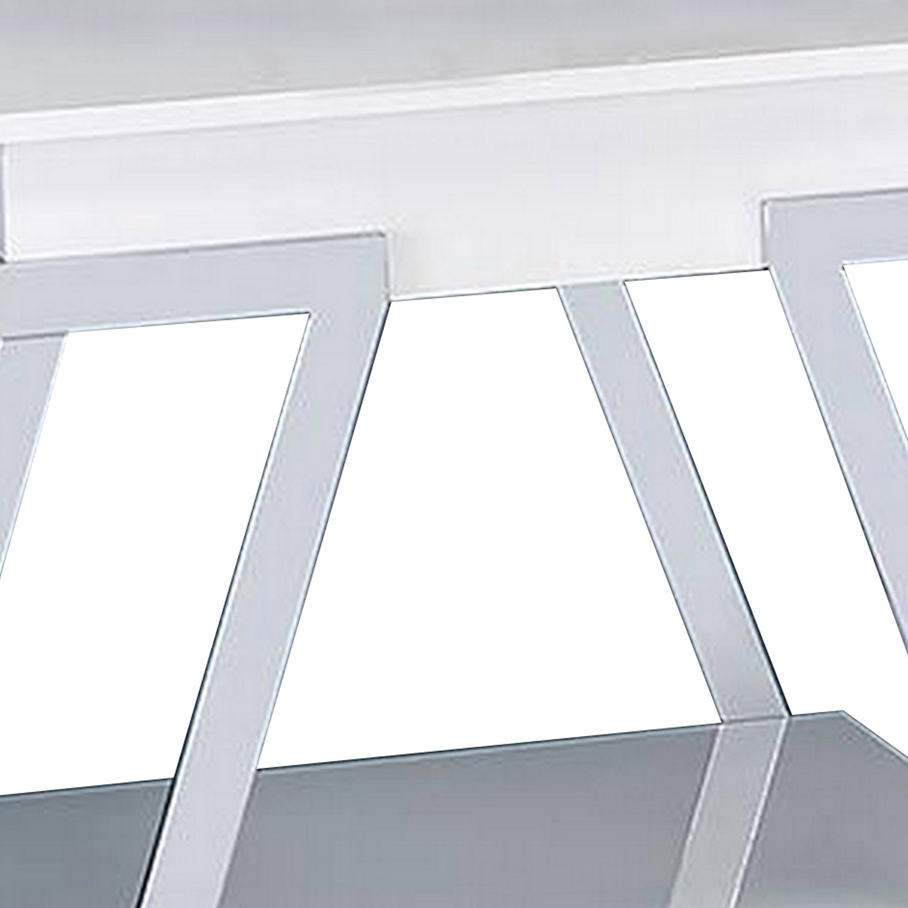 Alt View 1. Manhattan Lane - Tius 26 Inch Side End Table, Open Shelf, Chrome, High Gloss White Finish - White, Chrome.