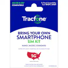Tracfone Bring Your Own Smartphone SIM Kit Nano | Micro | Standard Works with Most Compatible or Unlocked Phones 4G LTE & 5G+ Compatible To Check Compatibility Text BYOP to 611611 Tracfone Smartphone Plan Required for Activation Sold Separately TFATKTMVZNA.FCW