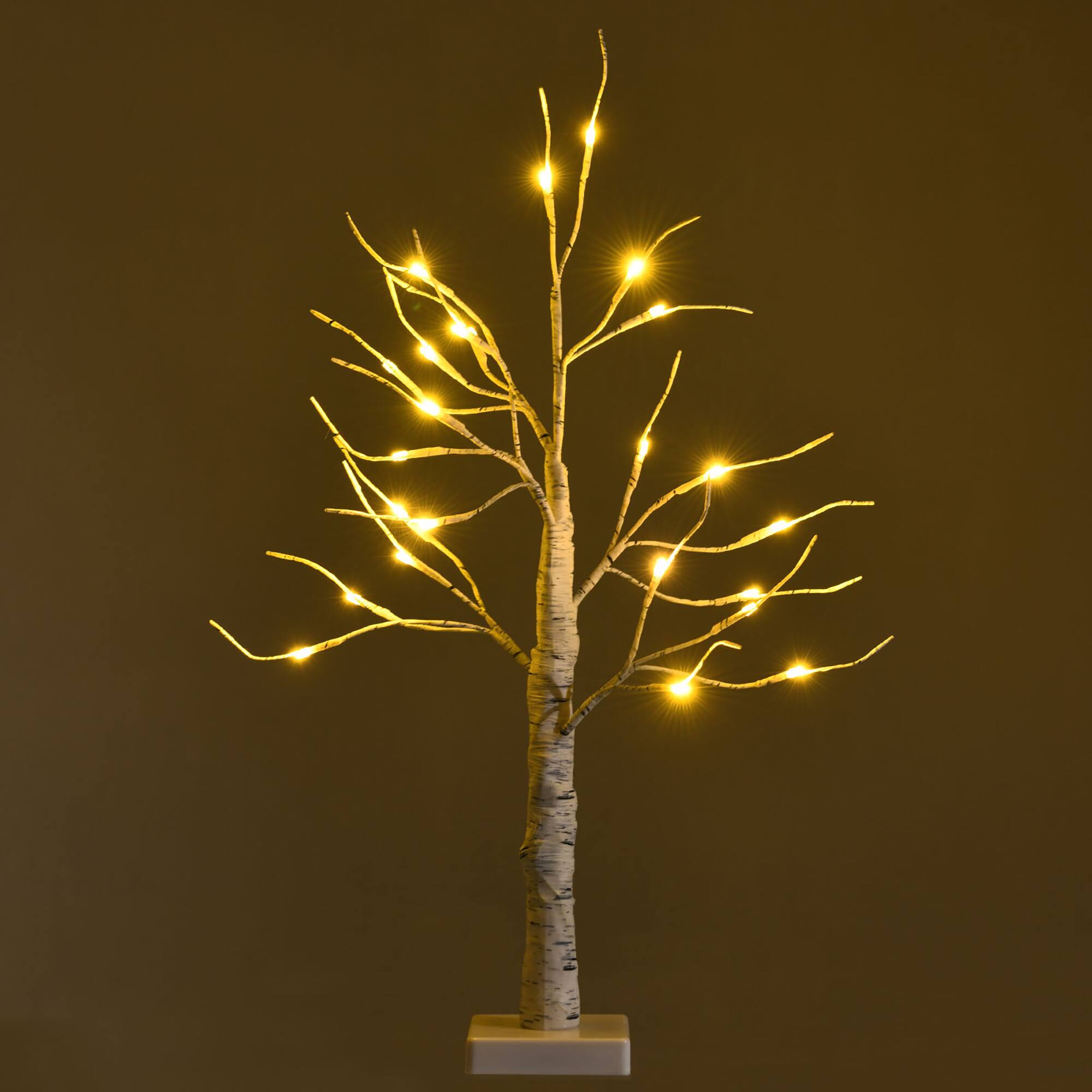 Alt View 2. Costway - 2ft Pre-lit Twig Birch Tree Battery Powered for Christmas Holiday - White.