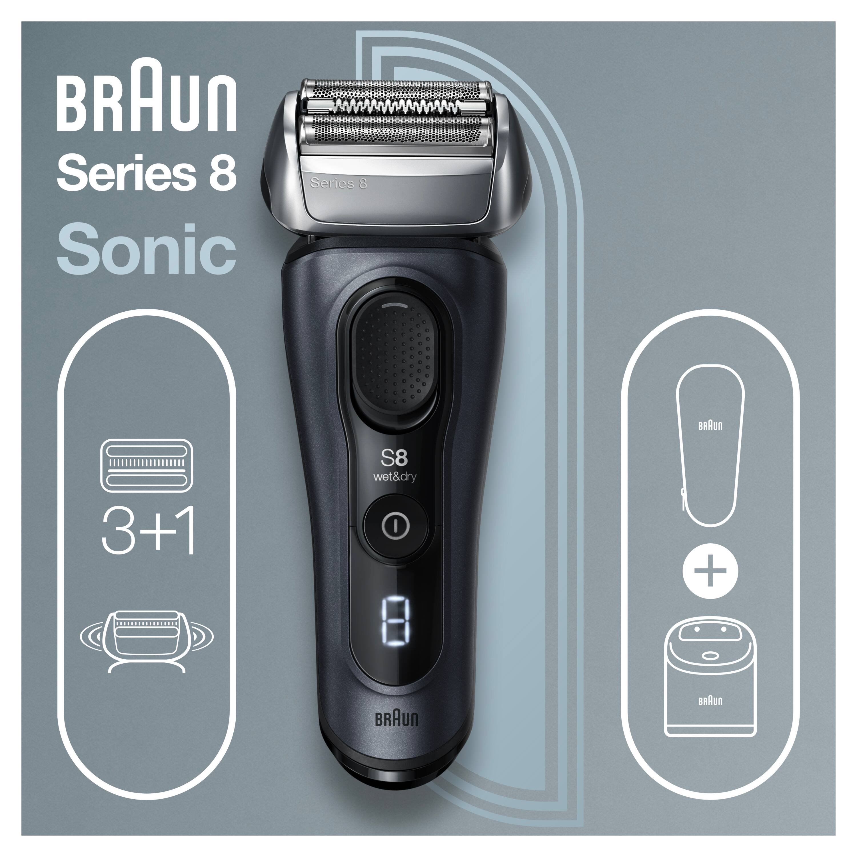 Alt View 12. Braun - Series 8 8453cc Wet/Dry Electric Shaver - Grey.