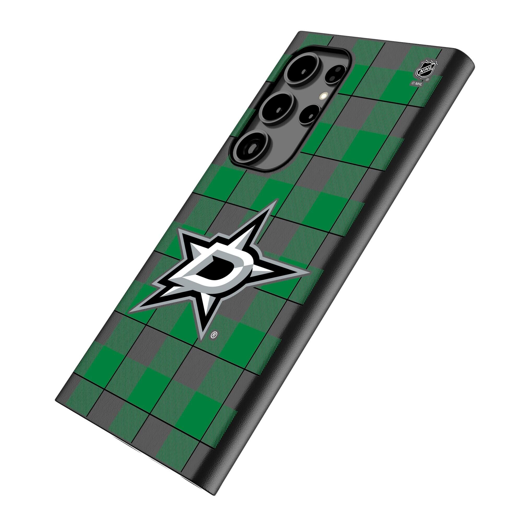 Alt View 1. Keyscaper - Dallas Stars Plaid Galaxy Magnetic Bump Case - S24 Ultra - Black.