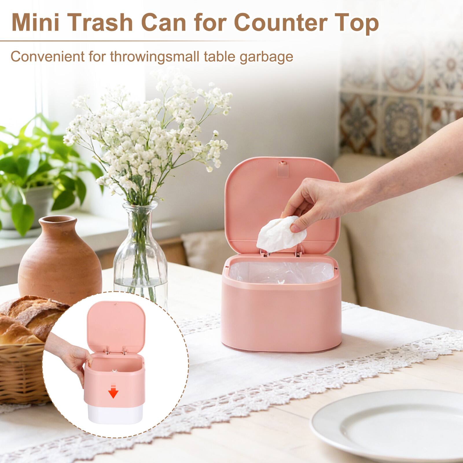 Mini Trash Can for Counter Top  
Convenient for throwing small table garbage
