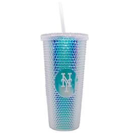 Logo Brands - 24oz. Iridescent Studded Travel Tumbler with Straw - Multicolor