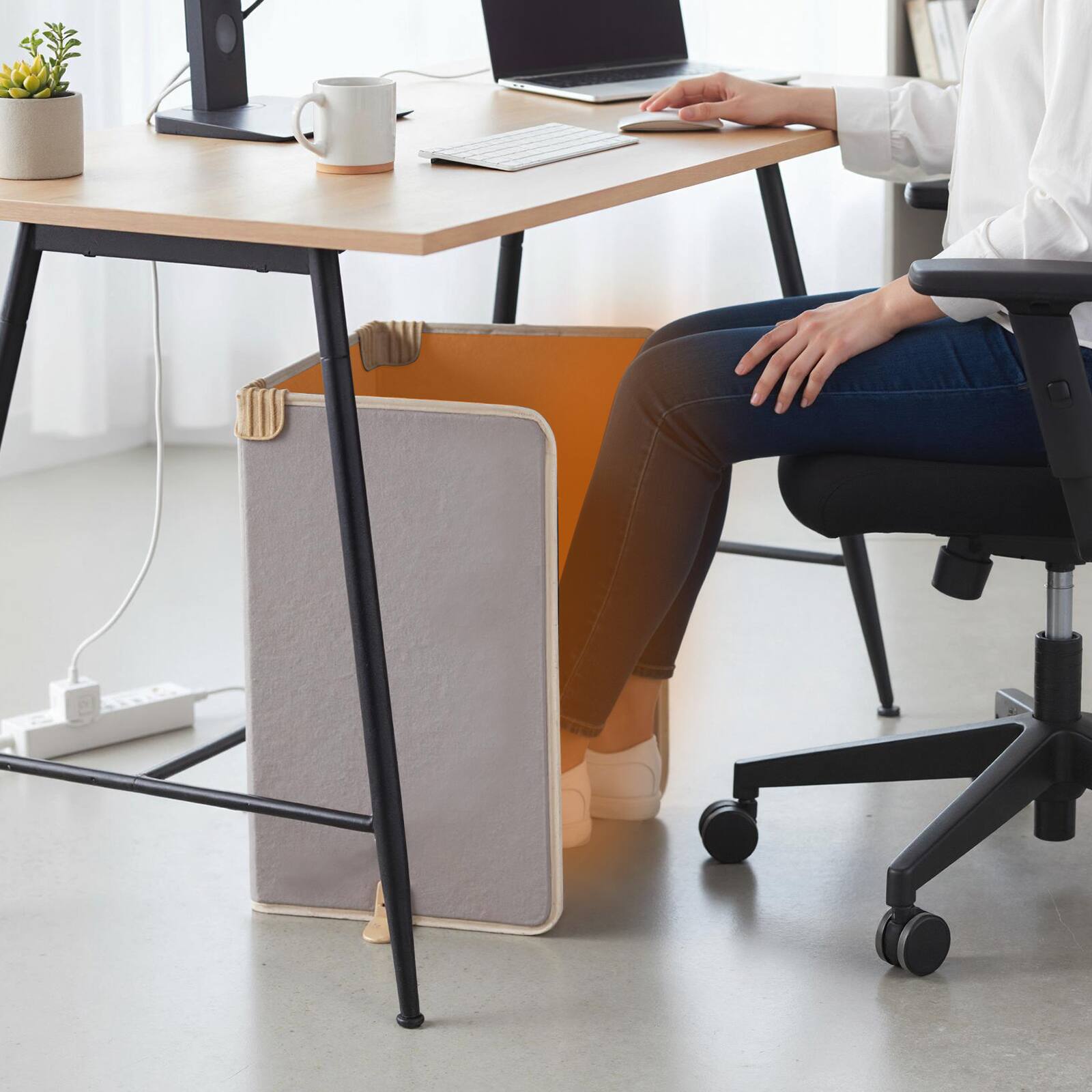 Alt View 2. Costway - Costway 3-Fold Under Desk Space Heater with 3-Level Thermostat & 4H Timer for Home, Office - Beige.