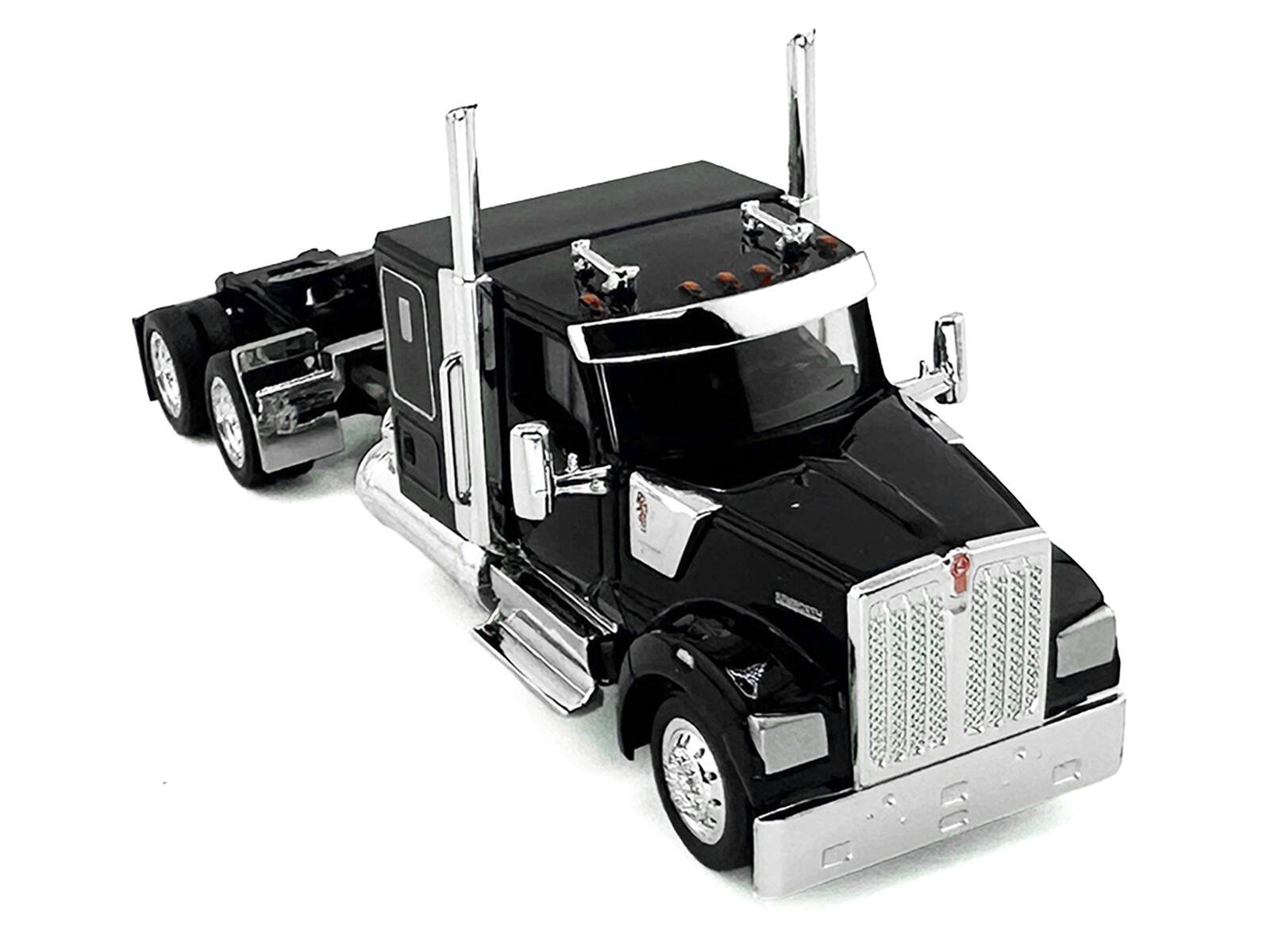 Alt View 3. HO Logistics Replicas - Kenworth W990 with Flat Top Sleeper Cab Black 1/87 (HO) Scale Plastic Model Car by HO Logistics.
