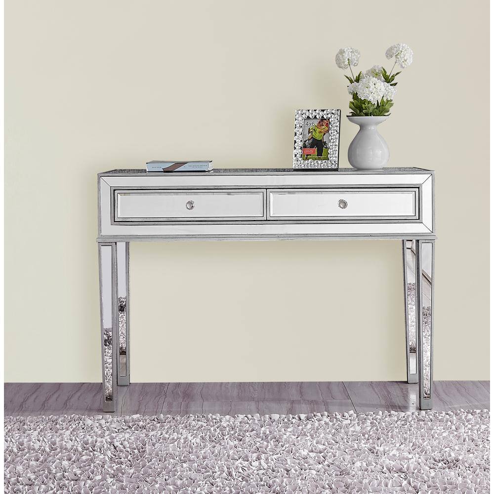 Alt View 8. Elegant Decor - Desk 42in. W x 18in. D x 30in. H in antique silver paint - Antique Silver.