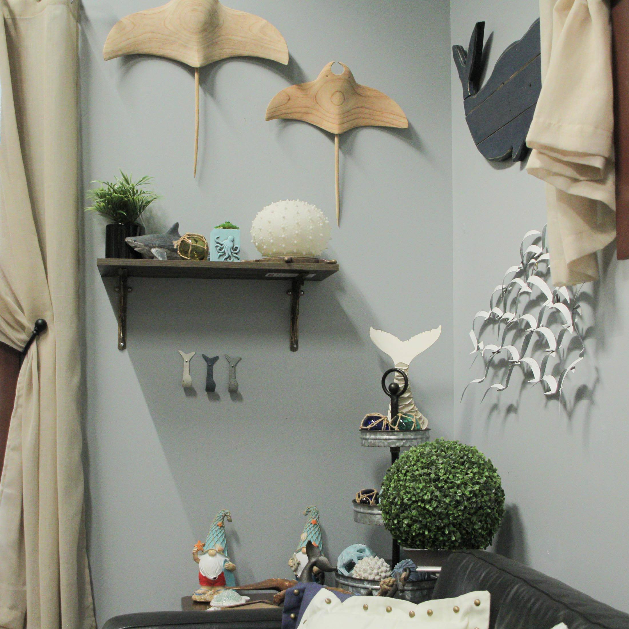 Alt View 7. Zeckos - Set of 3 Flipping Fish Wall Hooks - 4" - Blue, Gray, White - Coastal Decor - Multicolored.