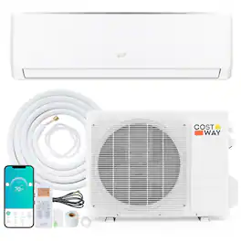 Costway - 12000 BTU 20 SEER2 115V Mini Split Air Conditioner & Heater with Heat Pump & Installation Kit - White