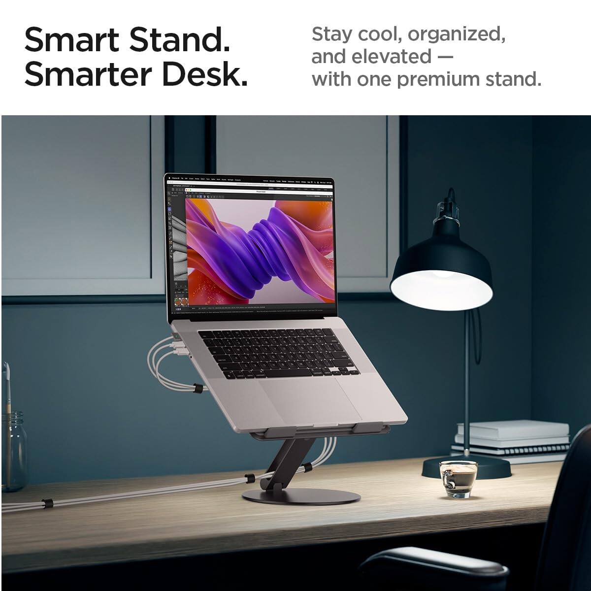 Smart Stand. Smarter Desk.

Stay cool, organized, and elevated — with one premium stand.