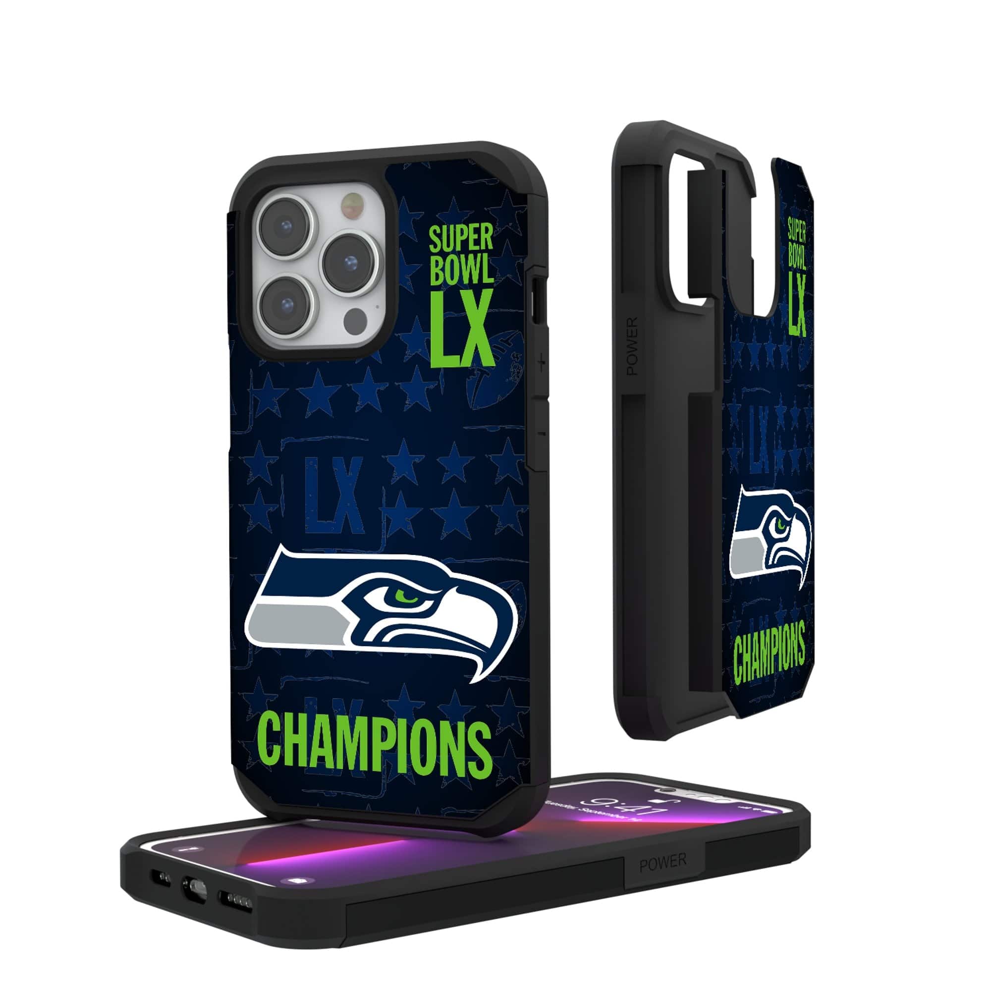Keyscaper - NFL - Seattle Seahawks Super Bowl LX Champions iPhone Rugged Case - 15 Pro - Black