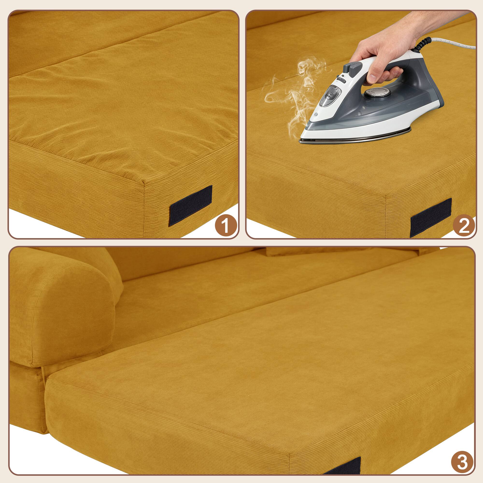 Alt View 4. Loheer - Loheer 80 Inch Convertible Sofa Bed Queen Folding Sleeper Couch - Yellow.