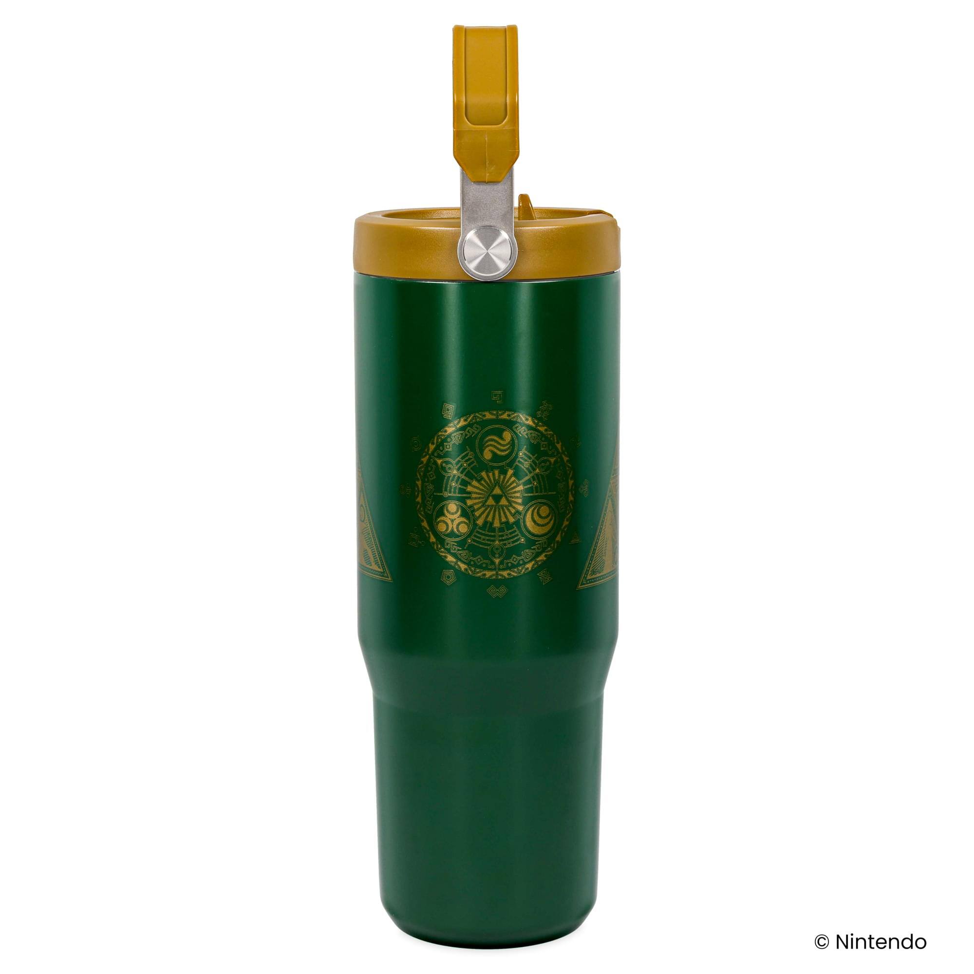 Alt View 2. Pyramid America - The Legend Of Zelda Icons 30-Ounce Flip Straw Stainless Steel Tumbler - Green.